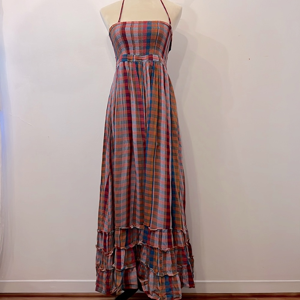 Free People Extratropical Maxi Dress Plaid Printed Summer Boho